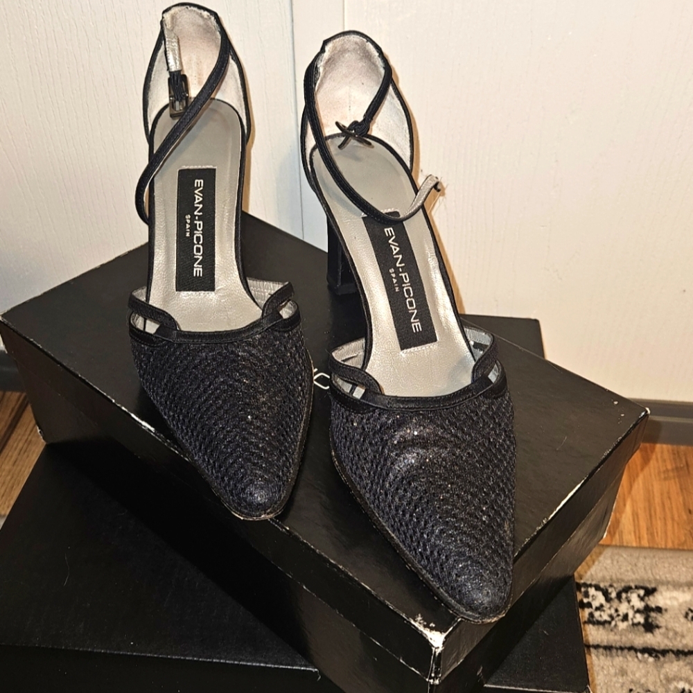 Vintage Evan Picone strappy sparkly heels 7M